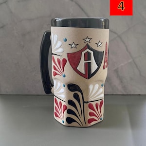 Handcrafted Mugs, Mug 33oz, Beer Mug, Mexican pottery, Handmade Mug, Mexican Mug, Clay mug, Michelada Mug, Cantarito, Futbol Soccer Teams