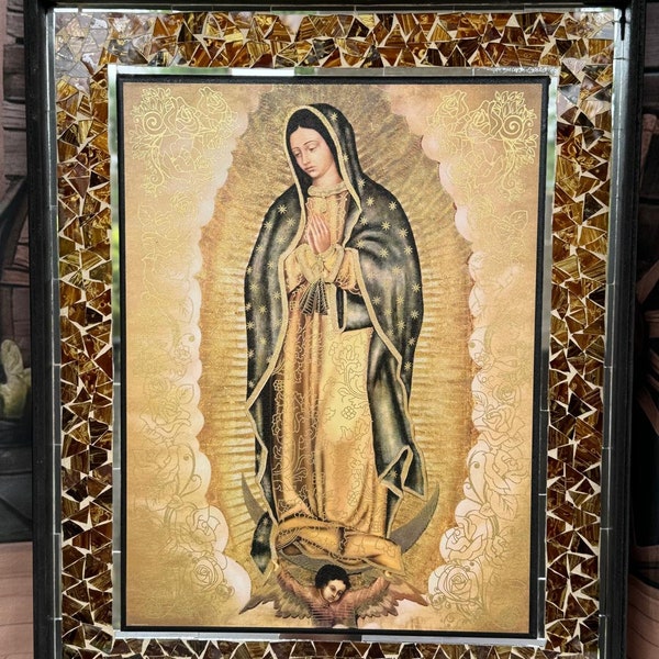 Virgin of Guadalupe, Catholic Religious, Our Lady of Guadalupe, Wall art, religious paintings, Catholic art, Religious art, mosaic, deco