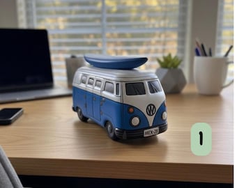 Car Collector, Classic Van, Piggy Bank, Mexican Pottery, Mexican Crafts, Mexican Ceramic Piggy Bank, Home Decor,