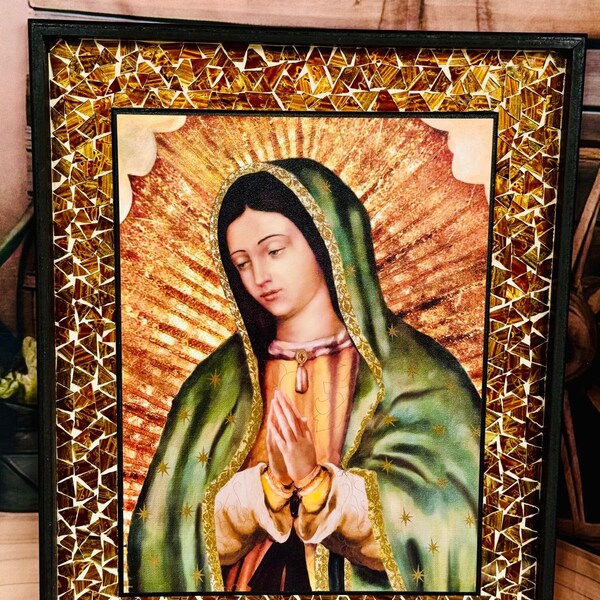 Virgin of Guadalupe, Catholic Religious, Our Lady of Guadalupe, Wall art, religious paintings, Catholic art, Religious art, mosaic, deco