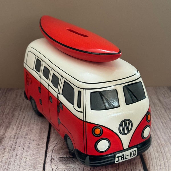 Mexican craft, Volkswagen ceramic Combi, piggy bank, Volkswagen collector, Mexican crafts