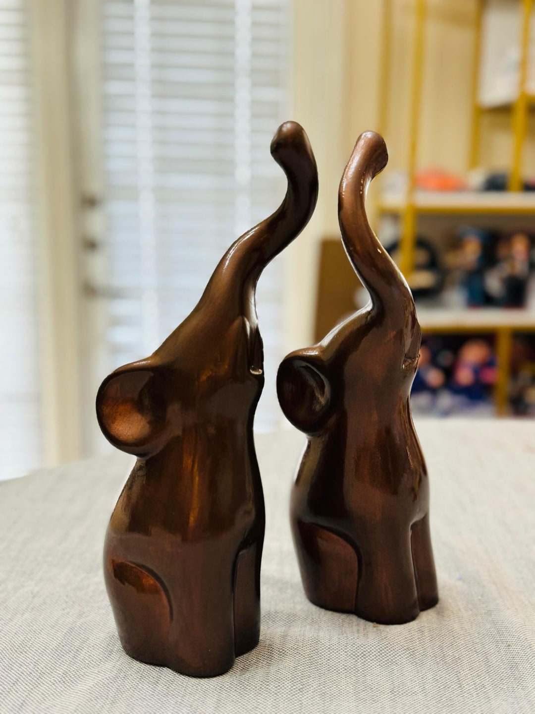 Set of 2 Ceramic Elephants, Home Decor, Elephant Lovers, Modern Decor