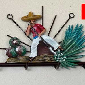 KeyHolder, Tequila wall keyholder, Iron KeyHolder, Agave Plant, Jimador,  Home Decor, Artesania, Mexican Tradition, Hand Painted, tequila