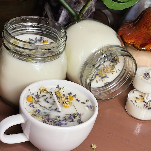 Candle, Intuitive Candle, Lavender, Chamomile, Homemade Candle, Beeswax, Essential Oils, Organic Ingredients, Homemade, Mason Jar