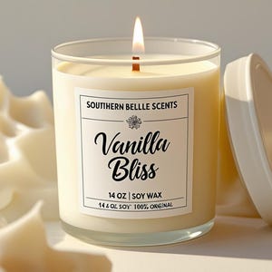 PREORDER Vanilla Bliss Soy Candle – Sweet Vanilla Scent – Hand Poured Aromatherapy Candle – Preorder