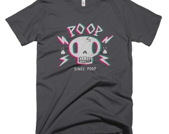 Poop Skull Unisex Organic T-Shirt in Charcoal Gray