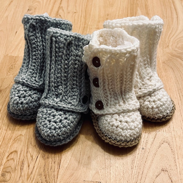 hand crocheted baby boots