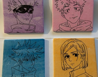 Color Block Jujutsu Kaisen Coaster Set Gojo Itadori Megumi Nobara