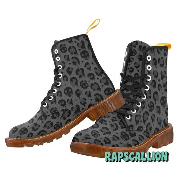 Gray Cheetah Leopard Pattern Print Men Women Leather Boots