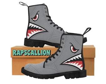 Retro Shark Face Combat Boots Unisex