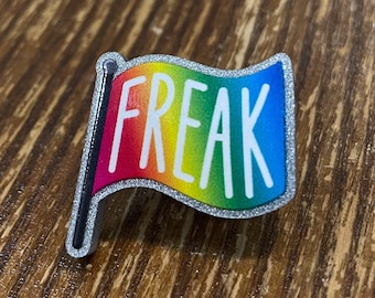Rainbow Freak Flag Brooch Pin