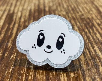 Silver Lining Cloud Pin Brooch