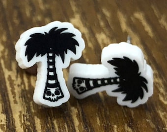 Skull Palm Tree Acrylic Earrings