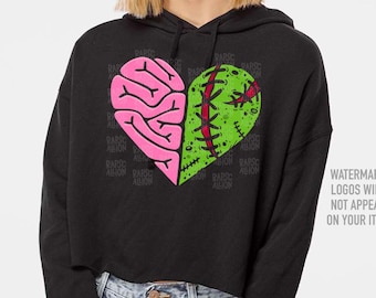 Zombie Heart Ladies Cropped Hoodie