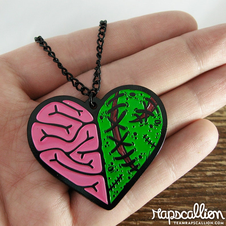 Zombie Heart Brain Necklace