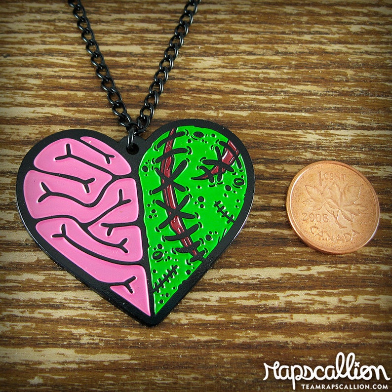 Zombie Heart Brain Necklace