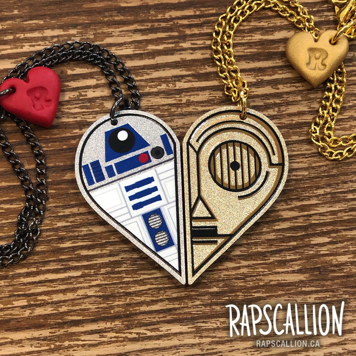 R2D2 and C3P0 Inspired Acrylic Best Friends Necklace Set