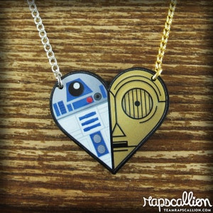 R2D2 & C3PO Friendship Heart Necklace Large SINGLE image 2