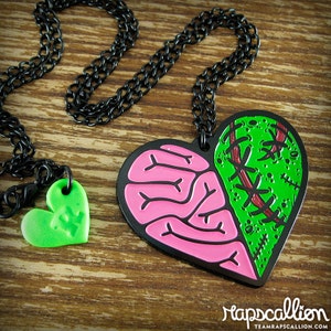 Zombie Heart Brain Necklace