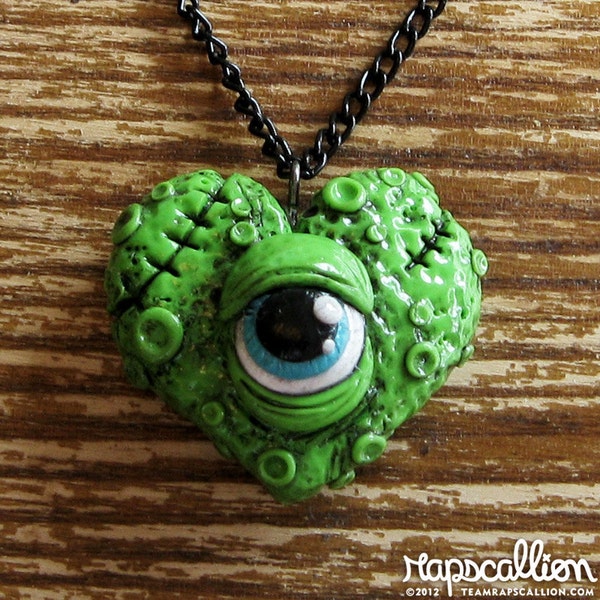 Zombie Eyeball Heart Necklace