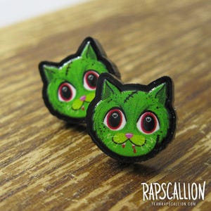 Zombie Cat Acrylic Earrings