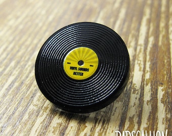 Vinyl Record LP Acrylic Lapel Pin