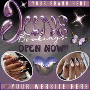 June Booking Template, Nail Tech, Hair Stylist, Lash Tech