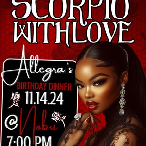 Animated Scorpio Birthday Flyer,Animated Birthday Dinner Flyer,Scorpio Season,Scorpio Party Flyer,Edit In Canva,Instant Download