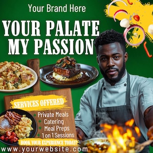 Chef Flyer, Chef Particular, Chef Promo Flyer, Catering Flyer, Buffet, Culinária Flyer, Chef Service Flyer, Food Flyer, Canva Template, Download Instantâneo