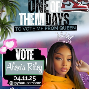 Prom Queen Campaign Flyer & Video Template (Canva, Instant Download)