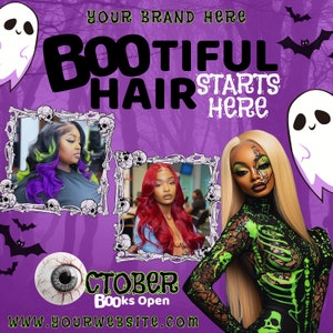 Halloween Hair Flyer, October Booking Flyer, Halloween Flyer, Canva Template, Social Media Flyer,Editable Template,Instant Download