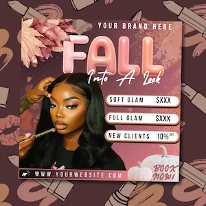 Bearbeitbare Makeup Artist Flyer Vorlage: Beauty Business, Instagram (Digitaler Download)