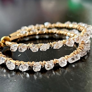 Clip on herkimer diamond hoops - large