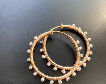 Aros de perlas con clip - tamaño mediano