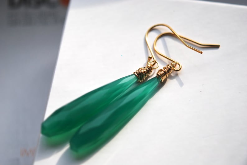 Orecchini pendenti in onice verde - 15,00 immagine 4