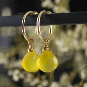 Clip on hoops - with yellow drops
