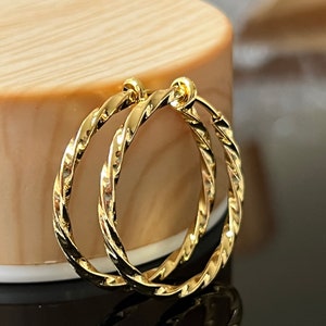 Clip on hoops gold plated twisted gold clipon earrings