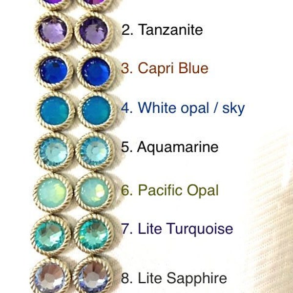 Clip on stud earrings with rim - PICK YOUR COLOR Blue Hues