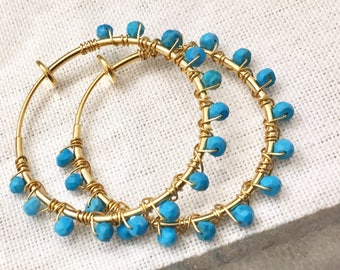 Clip on turquoise hoops