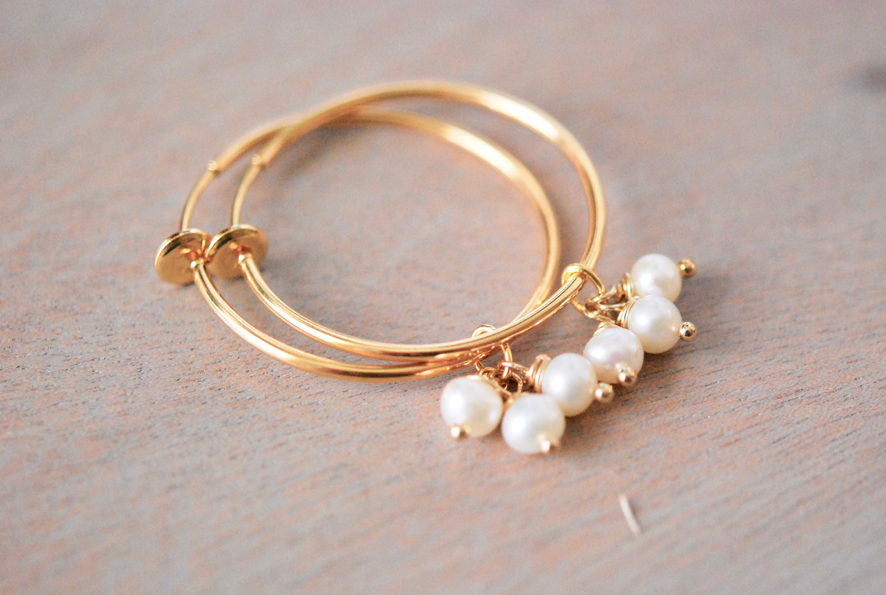 CLIP ON HOOPS gold n Pearls hoops