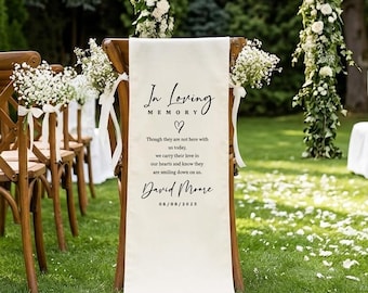 Memorial Wedding Chair Sign, Reserved Banner for Loved Ones, In Loving Memory Sign, Ceremony Tribute, Wedding Aisle Decor, Rustic Accent