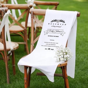 Personalized Reserved Wedding Memorial Chair Sign, Custom Canvas Linen Banner, Wedding Ceremony Remembrance, Outdoor Reception Banner Decor
