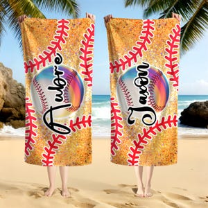 Personalized Softball Beach Towels,Personalized Player Name Beach Towel,Softball Player Gift, Beach Pool Towel,Softball Lovers Gift