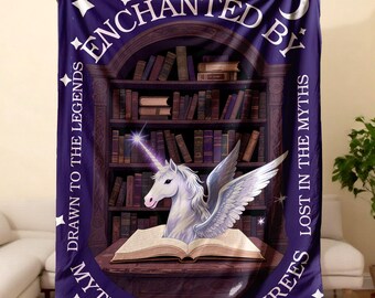 Fictional Dragons Bookish Blanket, Fantasy Novel Reader Gift