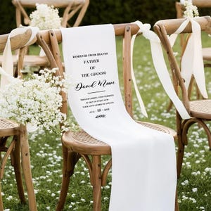 Wedding Memorial Chair Sign, Linen Fabric Banner, Reserved Chair Sign in Loving Memory, Wedding Ceremony Tribute, Reception Entrance Decor