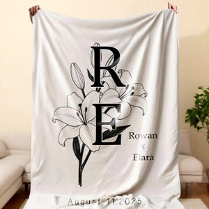 Coperta personalizzata per coppie con nomi, coperta per matrimonio personalizzata, regalo di anniversario in cotone, regalo di fidanzamento, regalo per coppia