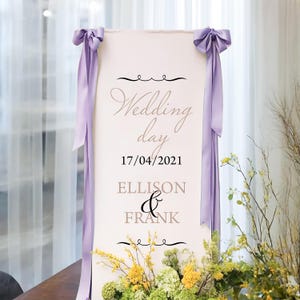 Boho Linen Wedding Sign, Personalized Fabric Wedding Banner, Custom Modern Wedding Sign, Wedding Ceremony Welcome Sign, Reception Party Sign