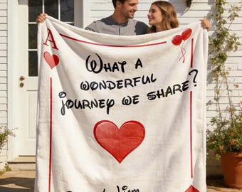 Valentine’s Day Personalized Poker Blanket, Custom Name Wedding Blanket, Playing Cards Couples Throw,Wedding Gift for Couple,Engagement Gift