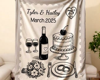 Custom Wedding Blanket, Napa Valley Honeymoon Gift