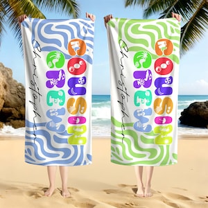 Personalized Cousin Crew Beach Towel,Custom Names Pool Bath Towel,Hawaiian Beach Towel,Family Trip Towels,Summer Beach Gift For Cousin